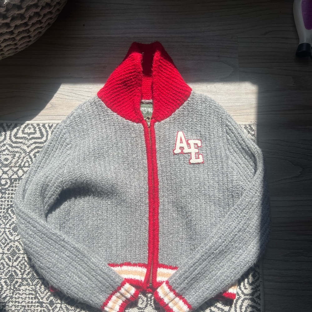 American Eagle Outfitters Gray and Red Jacket